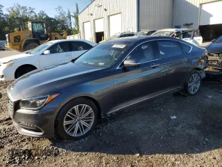 2018 Genesis G80 3.8L with VIN KMHGN4JE7JU249418, listed as a Copart auction lot 76242584 with 86,971 mi miles and Salvage Title. Bid and sale history available at carsss.com. Image 1.