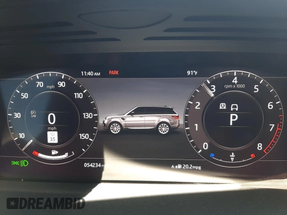 2020 Land Rover Range Rover Sport HSE с VIN SALWR2SU1LA739980, выставлен на аукционе Copart как лот 55117735 с пробегом 54 234 миль миль и Списание • Salvage title. История ставок и продаж доступна на DreamBid. Изображение 9.