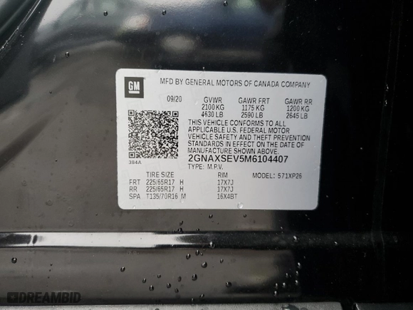 2021 Chevrolet Equinox LS with VIN 2GNAXSEV5M6104407, listed as a Copart auction lot 80270984 with 78,852 mi miles and Salvage Title. Bid and sale history available at carsss.com. Image 13.