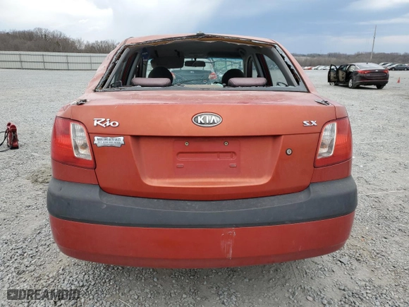2009 Kia Rio SX with VIN KNADE223696556777, listed as a Copart auction lot 47253505 with 0 mi miles and Salvage Title. Bid and sale history available at carsss.com. Image 6.