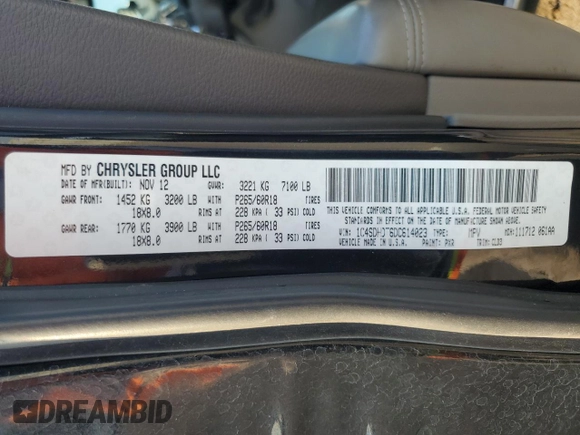 2013 Dodge Durango Crew with VIN 1C4SDHDT6DC614023, listed as a Copart auction lot 41464635 with 151,347 mi miles and Clean title. Bid and sale history available at DreamBid. Image 13.