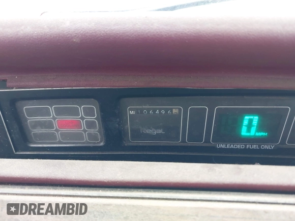 1989 Buick Regal with VIN 2G4WB14W0K1408851, listed as a IAAI auction lot 42122336 with 106,496 mi miles and . Bid and sale history available at DreamBid. Image 7.