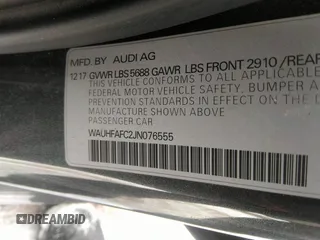 2018 Audi S6 Prestige with VIN WAUHFAFC2JN076555, listed as a IAAI auction lot 41576151 with 60,433 mi miles. Bid and sale history available at carsss.com. Image 9.