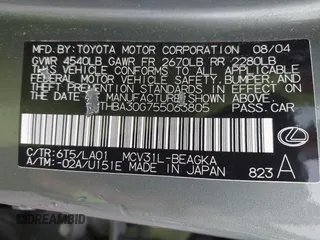 2005 Lexus ES 350 с VIN JTHBA30G755063805, выставлен на аукционе IAAI как лот 42376576 с пробегом 209 524 миль миль и . История ставок и продаж доступна на DreamBid. Изображение 9.