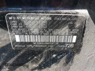 2021 Mitsubishi Mirage ES with VIN ML32AUHJ6MH006728, listed as a IAAI auction lot 41678312 with 36,631 mi miles and . Bid and sale history available at DreamBid. Image 9.