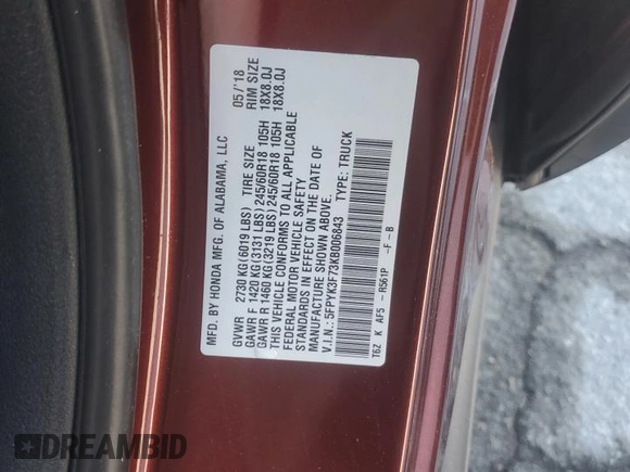 2019 Honda Ridgeline RTL-E z VIN 5FPYK3F73KB006843, wystawiony jako Copart lot #57675455 z przebiegiem 102 594 mil mil oraz Szkoda całkowita • Salvage title. Historia ofert i sprzedaży dostępna na DreamBid. Obrazek 12.