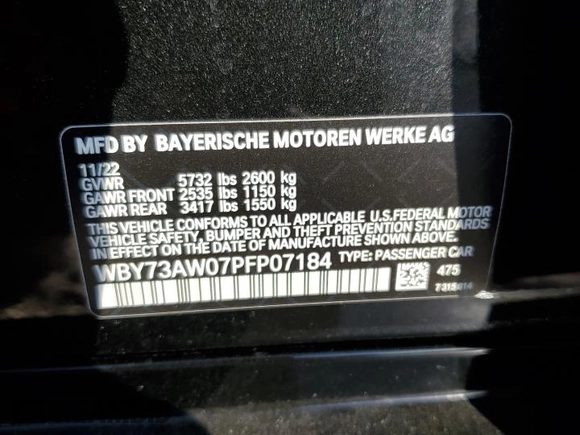 2023 BMW i4 eDrive40 z VIN WBY73AW07PFP07184, wystawiony jako Copart lot #42594723 z przebiegiem 1 547 mil mil oraz . Historia ofert i sprzedaży dostępna na DreamBid. Obrazek 13.