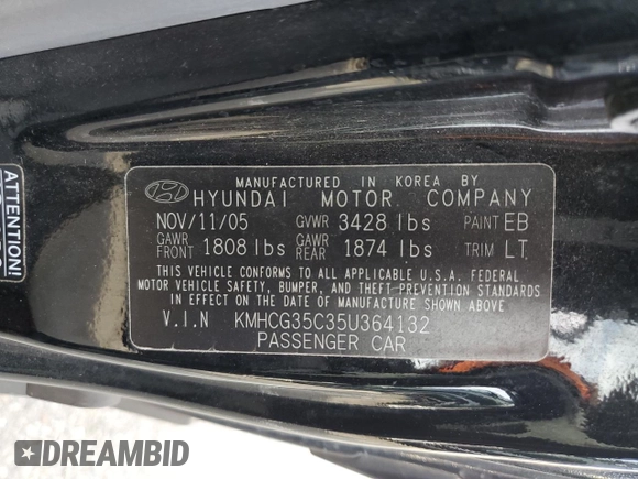 2005 Hyundai Accent GLS z VIN KMHCG35C35U364132, wystawiony jako Copart lot #47227385 z przebiegiem 177 143 mil mil oraz Szkoda całkowita • Salvage title. Historia ofert i sprzedaży dostępna na DreamBid. Obrazek 12.
