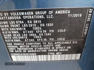 2019 Volkswagen Atlas SE with VIN 1V2DR2CA7KC516363, listed as a IAAI auction lot 42097219 with 92,152 mi miles and . Bid and sale history available at DreamBid. Image 9.