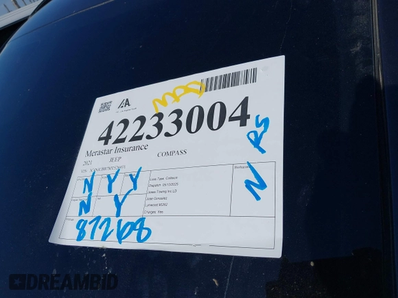 2021 Jeep Compass Latitude с VIN 3C4NJCBB7MT526931, выставлен на аукционе IAAI как лот 42233004 с пробегом 87 267 миль миль и . История ставок и продаж доступна на DreamBid. Изображение 18.