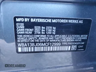 2021 BMW 5 Series 530i xDrive with VIN WBA13BJ06MCF12999, listed as a Copart auction lot 43918855 with 26,587 mi miles and Salvage Title. Bid and sale history available at carsss.com. Image 13.