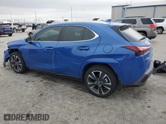 2025 Lexus UX with VIN JTHUCJDH7S2004454, listed as a Copart auction lot 84698594 with 9,684 mi miles and Salvage Title. Bid and sale history available at carsss.com. Image 2.