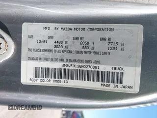 1992 Mazda B-Series Truck with VIN JM2UF3136N0270881, listed as a IAAI auction lot 41814384 with 202,785 mi miles and . Bid and sale history available at DreamBid. Image 9.