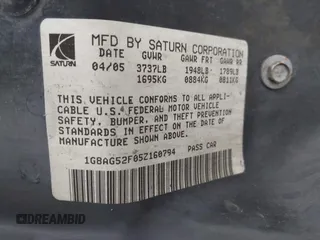 2005 Saturn ION ION 1 z VIN 1G8AG52F05Z160794, wystawiony jako IAAI lot #42375514 z przebiegiem 119 323 mil mil oraz . Historia ofert i sprzedaży dostępna na DreamBid. Obrazek 9.
