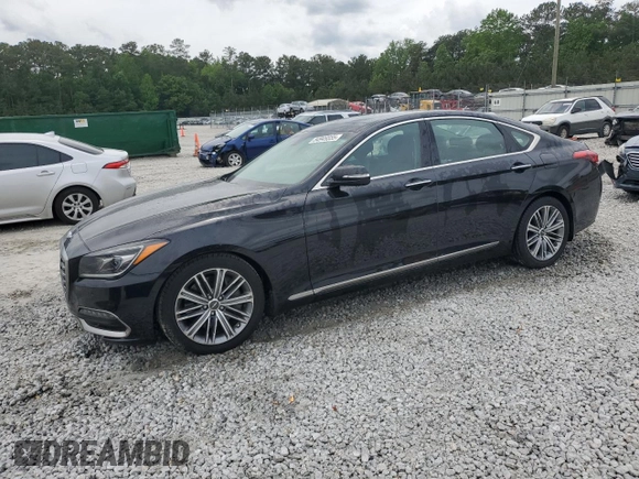 2018 Genesis G80 3.8L with VIN KMHGN4JE4JU268346, listed as a Copart auction lot 54949555 with 88,503 mi miles and Salvage title. Bid and sale history available at DreamBid. Image 1.
