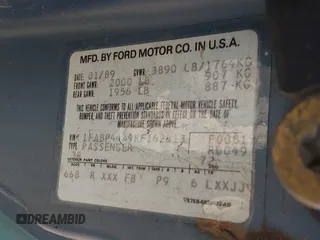 1989 Ford Mustang with VIN 1FABP44A9KF162813, listed as a IAAI auction lot 42194217 with 56,132 mi miles and . Bid and sale history available at DreamBid. Image 9.
