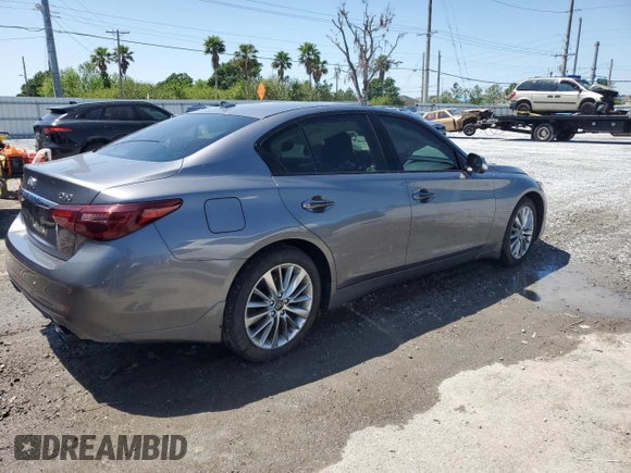 2021 Infiniti Q50 3.0t LUXE with VIN JN1EV7BP4MM704889, listed as a Copart auction lot 52420905 with 43,616 mi miles and Non Repairable. Bid and sale history available at carsss.com. Image 3.