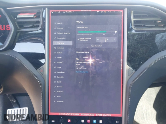 2018 Tesla Model X 75D with VIN 5YJXCAE45JF103828, listed as a IAAI auction lot 41698708 with 118,699 mi miles and . Bid and sale history available at carsss.com. Image 16.