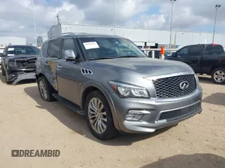 2015 Infiniti QX80 with VIN JN8AZ2NF5F9573634, listed as a IAAI auction lot 41510452 with 127,530 mi miles. Bid and sale history available at carsss.com. Image 1.