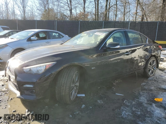 2017 Infiniti Q50 2.0t Premium with VIN JN1CV7AR6HM680577, listed as a Copart auction lot 88735105 with 48,805 mi miles and Salvage Title. Bid and sale history available at carsss.com. Image 1.