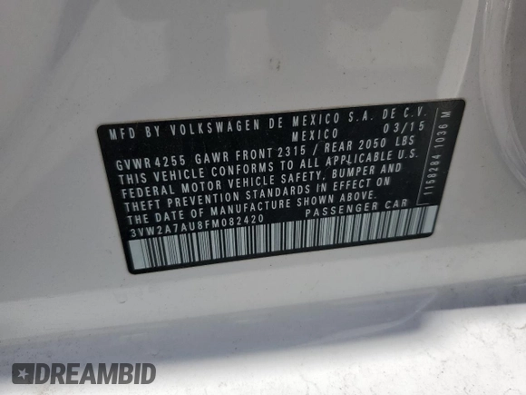 2015 Volkswagen Golf SEL z VIN 3VW2A7AU8FM082420, wystawiony jako Copart lot #46186435 z przebiegiem 96 878 mil mil oraz Szkoda całkowita • Salvage title. Historia ofert i sprzedaży dostępna na DreamBid. Obrazek 13.