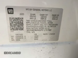 2023 Cadillac XT4 FWD Luxury with VIN 1GYAZAR41PF170763, listed as a IAAI auction lot 42585594 with 48,130 mi miles and . Bid and sale history available at DreamBid. Image 9.