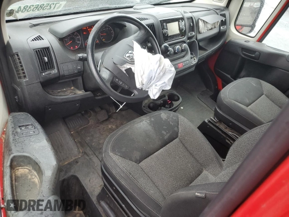 2018 Ram ProMaster Cargo with VIN 3C6URVHG9JE139419, listed as a Copart auction lot 72586384 with 56,539 mi miles and Salvage Title. Bid and sale history available at DreamBid. Image 8.