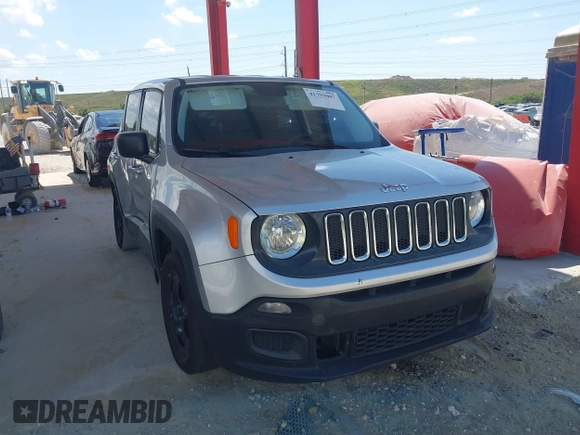 2016 Jeep Renegade Sport with VIN ZACCJAAT4GPD76634, listed as a IAAI auction lot 41793007 with 143,716 mi miles and . Bid and sale history available at carsss.com. Image 1.