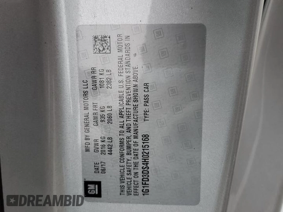 2017 Chevrolet Camaro 2LT z VIN 1G1FD3DS4H0215168, wystawiony jako Copart lot #44794965 z przebiegiem 56 267 mil mil oraz Szkoda całkowita • Salvage title. Historia ofert i sprzedaży dostępna na DreamBid. Obrazek 14.