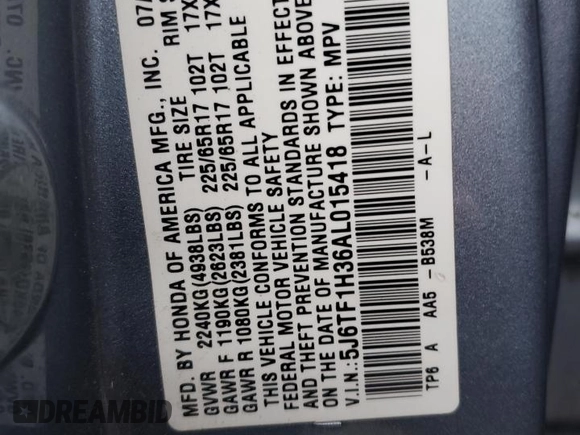 2010 Honda Accord Crosstour EX with VIN 5J6TF1H36AL015418, listed as a Copart auction lot 79278604 with 131,491 mi miles and Salvage Title. Bid and sale history available at carsss.com. Image 12.