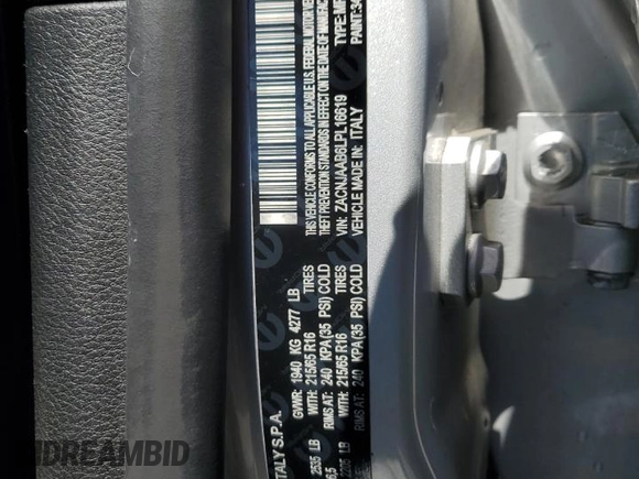 2020 Jeep Renegade Sport with VIN ZACNJAAB6LPL16619, listed as a Copart auction lot 53066195 with 54,226 mi miles and Salvage title. Bid and sale history available at DreamBid. Image 13.
