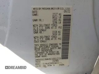 2022 Nissan Frontier SV with VIN 1N6ED1EJ6NN610123, listed as a IAAI auction lot 41261773 with 64,812 mi miles and . Bid and sale history available at DreamBid. Image 9.