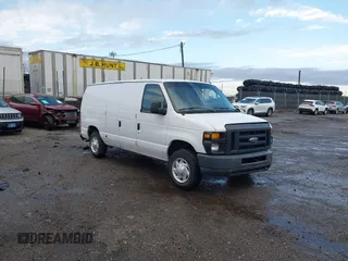 2013 Ford Econoline Cargo Commercial with VIN 1FTNE1EW2DDB11061, listed as a IAAI auction lot 41808318 with 230,677 mi miles. Bid and sale history available at carsss.com. Image 1.