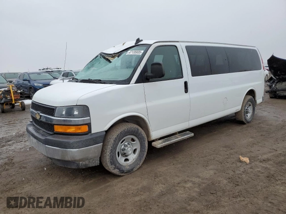 2017 Chevrolet Express Passenger LT z VIN 1GAZGPFF7H1225215, wystawiony jako Copart lot #47135935 z przebiegiem 161 084 mil mil oraz Szkoda całkowita • Salvage title. Historia ofert i sprzedaży dostępna na DreamBid. Obrazek 1.