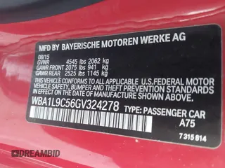 2016 BMW 2 Series 228i xDrive with VIN WBA1L9C56GV324278, listed as a IAAI auction lot 41414710 with 101,785 mi miles. Bid and sale history available at carsss.com. Image 9.