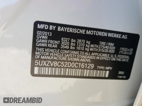 2013 BMW X5 xDrive50i z VIN 5UXZV8C52D0C16129, wystawiony jako Copart lot #47967905 z przebiegiem 111 011 mil mil oraz Szkoda całkowita • Salvage title. Historia ofert i sprzedaży dostępna na DreamBid. Obrazek 12.