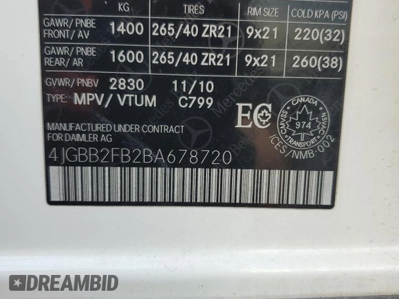 2011 Mercedes-Benz M 350 with VIN 4JGBB2FB2BA678720, listed as a Copart auction lot 51753925 with 212,068 mi miles and Clean title. Bid and sale history available at DreamBid. Image 14.