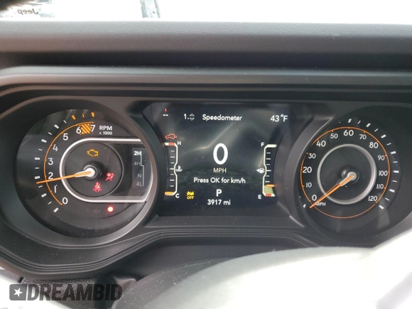 2025 Jeep Wrangler Sahara with VIN 1C4PJXENXSW506251, listed as a Copart auction lot 44613595 with 3,917 mi miles and Clean Title. Bid and sale history available at DreamBid. Image 9.