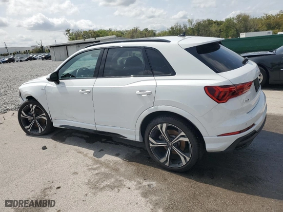 2023 Audi Q3 S line Premium Plus with VIN WA1EECF34P1117332, listed as a Copart auction lot 48113195 with 21,000 mi miles and Salvage Title. Bid and sale history available at carsss.com. Image 2.