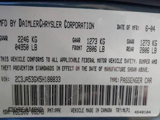 2005 Chrysler 300 with VIN 2C3JA53GX5H188833, listed as a IAAI auction lot 41906889 with 999,999 mi miles. Bid and sale history available at carsss.com. Image 9.