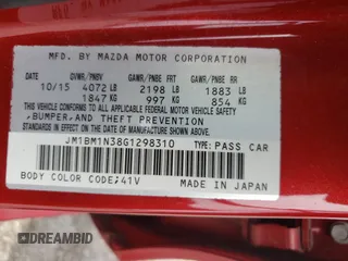 2016 Mazda 3 S Grand Touring z VIN JM1BM1N38G1298310, wystawiony jako Copart lot #54685205 z przebiegiem 70 102 mil mil oraz Szkoda całkowita • Salvage title. Historia ofert i sprzedaży dostępna na DreamBid. Obrazek 12.