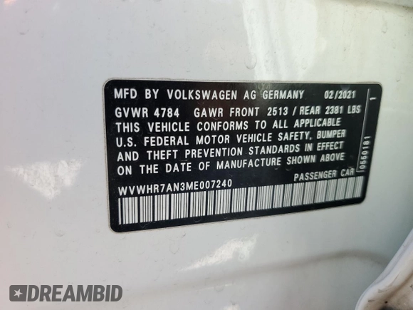 2021 Volkswagen Arteon SEL R-Line z VIN WVWHR7AN3ME007240, wystawiony jako Copart lot #80846524 z przebiegiem 80 501 mil mil oraz Szkoda całkowita • Salvage title. Historia ofert i sprzedaży dostępna na DreamBid. Obrazek 13.