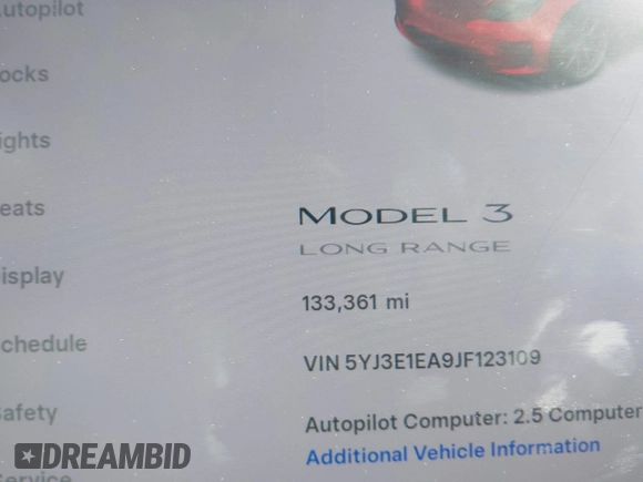2018 Tesla Model 3 Long Range Battery z VIN 5YJ3E1EA9JF123109, wystawiony jako IAAI lot #42038158 z przebiegiem 133 361 mil mil oraz . Historia ofert i sprzedaży dostępna na DreamBid. Obrazek 15.