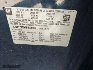 2017 Chevrolet Equinox LT with VIN 2GNALCEKXH1564589, listed as a IAAI auction lot 41880126 with 164,214 mi miles. Bid and sale history available at carsss.com. Image 9.