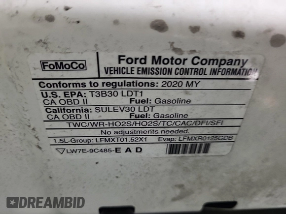 2020 Ford Escape SEL with VIN 1FMCU0H69LUB07826, listed as a IAAI auction lot 42298713 with 51,229 mi miles and . Bid and sale history available at DreamBid. Image 1.