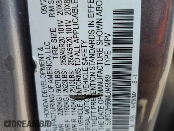 2021 Acura RDX w/A-Spec Package z VIN 5J8TC2H66ML045989, wystawiony jako Copart lot #58704045 z przebiegiem 35 210 mil mil oraz Szkoda całkowita • Salvage title. Historia ofert i sprzedaży dostępna na DreamBid. Obrazek 13.