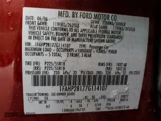 2007 Ford Five Hundred Limited with VIN 1FAHP28177G114107, listed as a Copart auction lot 42203175 with 197,186 mi miles and Salvage Title. Bid and sale history available at carsss.com. Image 12.