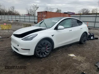 2022 Tesla Model Y Performance with VIN 7SAYGDEF1NF403693, listed as a Copart auction lot 53575845 with 34,302 mi miles and Salvage title. Bid and sale history available at DreamBid. Image 1.