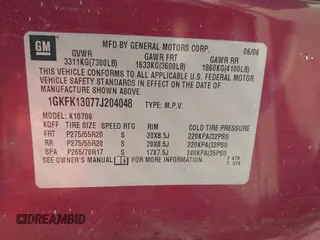 2007 GMC Yukon SLE with VIN 1GKFK13077J204048, listed as a IAAI auction lot 42052206 with 273,197 mi miles. Bid and sale history available at carsss.com. Image 9.