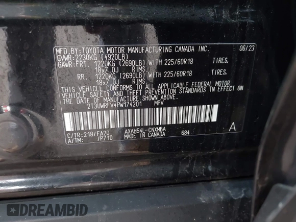 2023 Toyota RAV4 Hybrid XLE with VIN 2T3UWRFV4PW174201, listed as a IAAI auction lot 42452275 with 10,043 mi miles and . Bid and sale history available at DreamBid. Image 9.